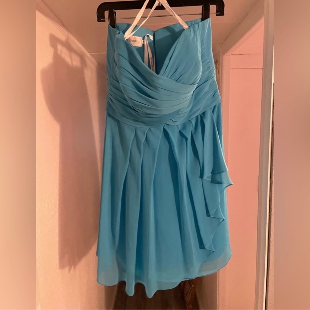 ❤️David’s Bridal Bridesmaid dress - style F14847 Size 12 NWT Malibu - Picture 2 of 10